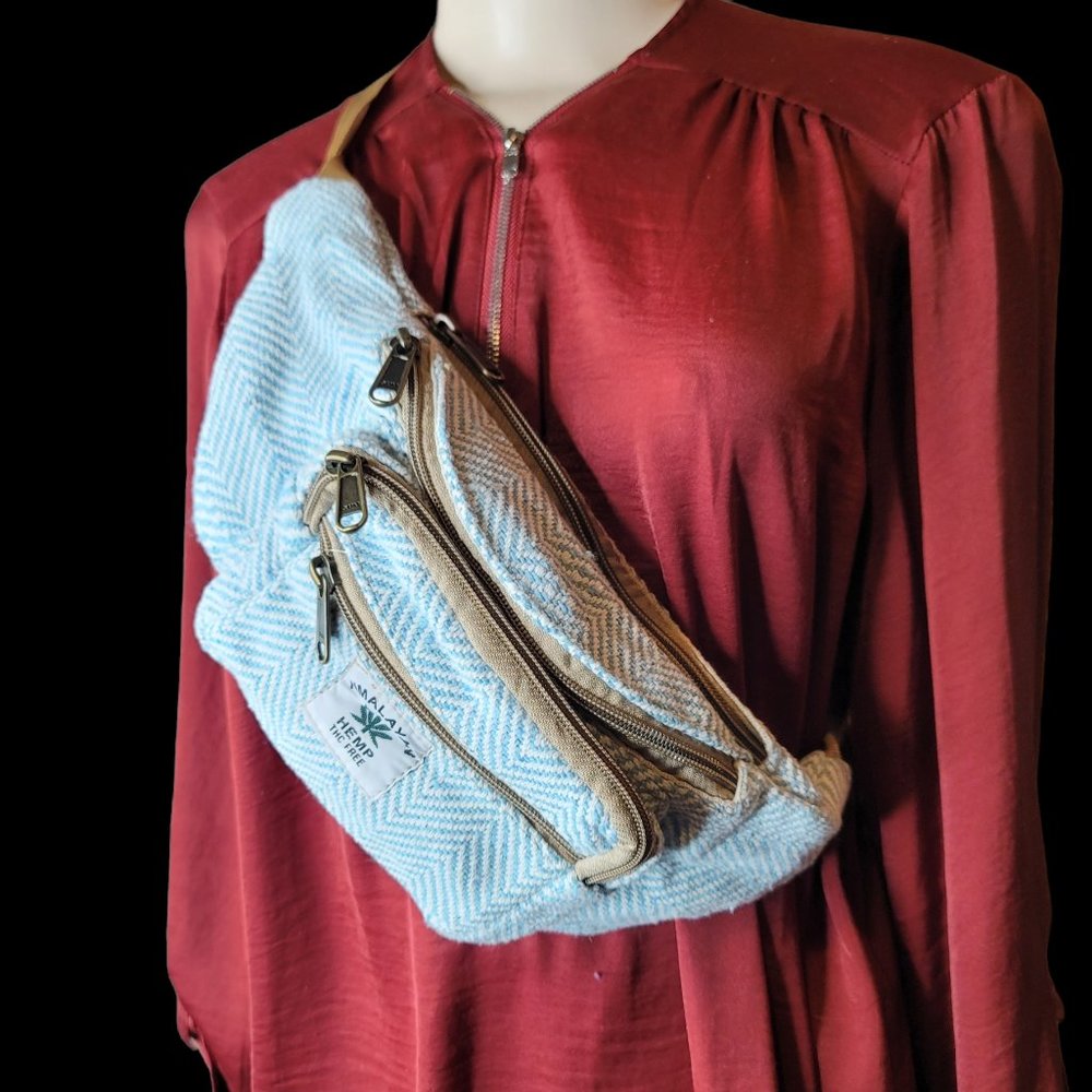 Natural Hemp Fanny Pack, 100% Hemp Waist Utility Belt, Hemp money bag-Hippie bag
